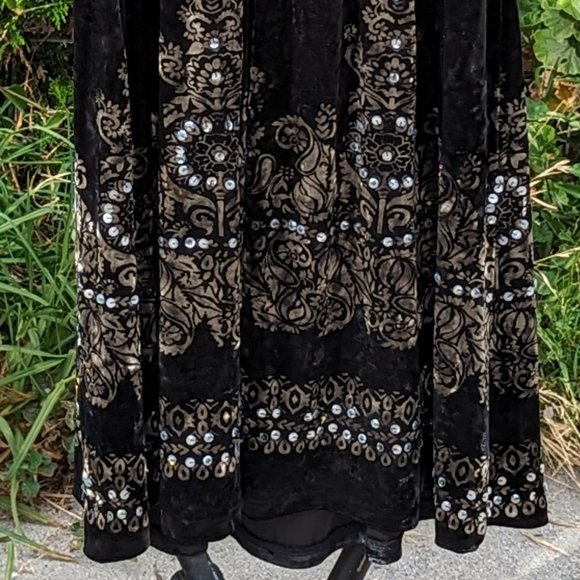 Free People Black Velvet Underground Sequin Dress VGUC sz Lg - Picture 6 of 6